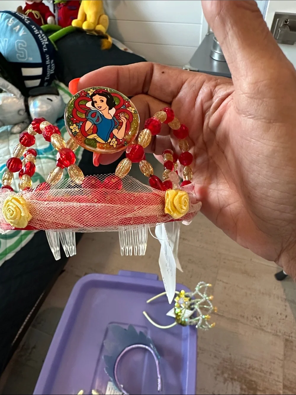 New set of 4 Disney princesses Feathered Novelty Handband beaded